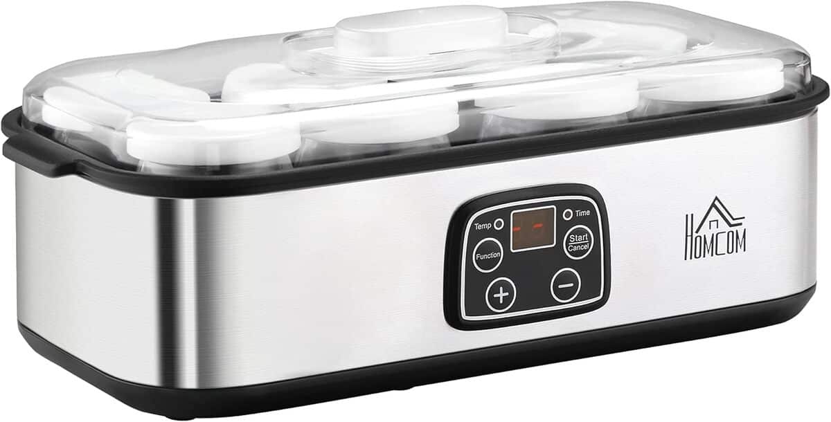 Yaourtière HOMCOM : 8 pots, thermostat et affichage numérique