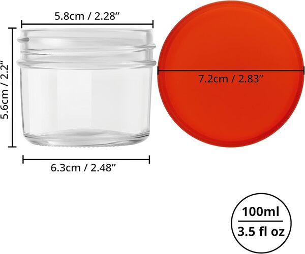 Belle Vous Pot en Verre avec Couvercle en Plastique (Lot de 24) - 100 ml - Petit Pot Verre Rond Transparent Réutilisable et Hermétique - Sans BPA/Plomb - Lave-Vaisselle, Congélateur et Micro-Ondes