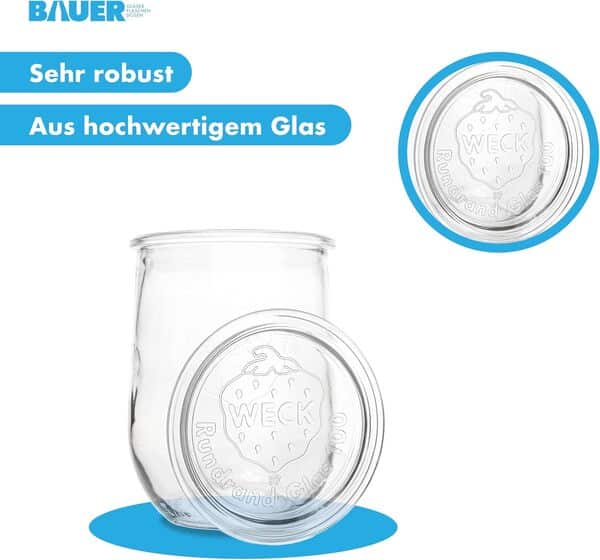Weck Lot de 12 bocaux en verre de 1 l à remplir – Bocaux en verre tulipe comme pot à confiture, pot à confiture, pot de conservation, pot de conservation ou pour conserver du yaourt, du lait ou