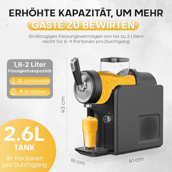 Machine à granité avec 5 programmes (1,8 l) - Glace molle milkshakes glacés - Temps de préparation de 30 minutes - Pas de glace nécessaire - Récipient lavable au lave-vaisselle (gris graphite, moyen)
