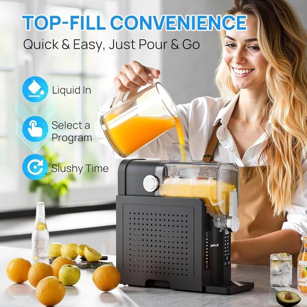 Machine à granité pour la maison, sans glaçons, avec nettoyage automatique, réservation en une seule touche et 6 programmes prédéfinis. Machine à boissons glacées pour margaritas, milkshakes, frappés