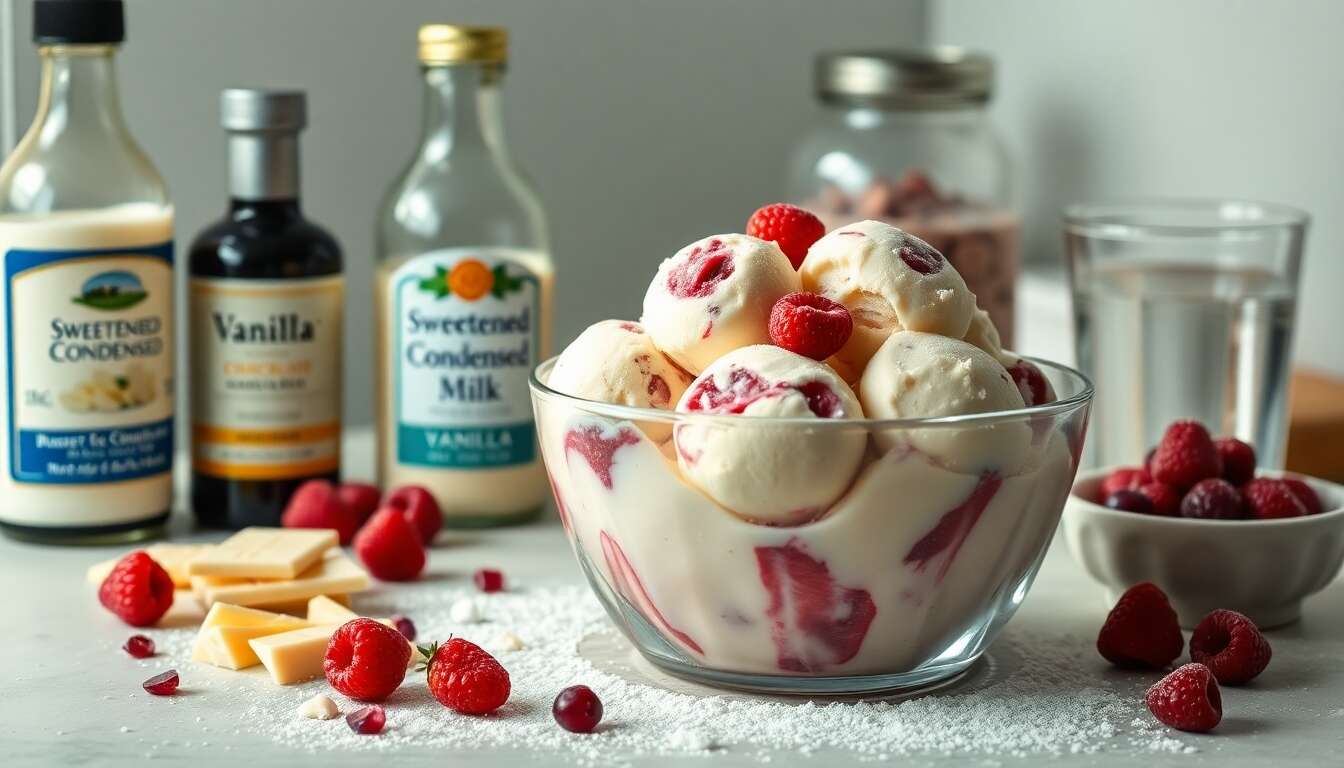 Glace maison vanille-choco-fruits rouges sans sorbetière