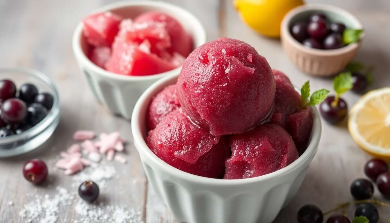 Sorbet maison au cassis