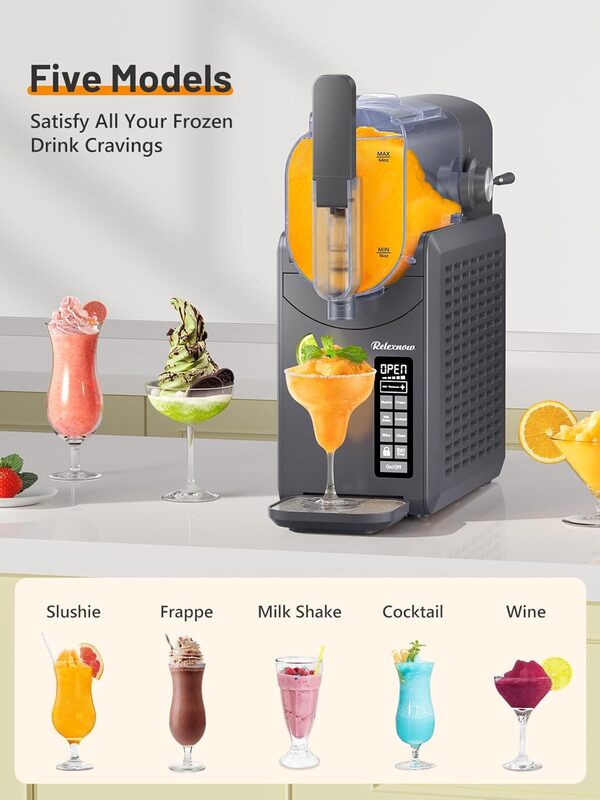 RELEXNOW Machine à slushie - Pas de glace nécessaire - Machine à neige fondante de 2,5 l pour la maison, machine professionnelle 6 en 1 avec autonettoyante pour margaritas, frappés, milkshake et plus