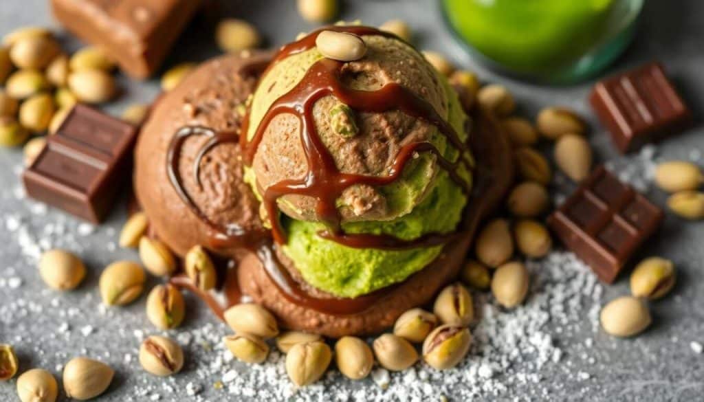 Glace maison sans machine : chocolat et pistache