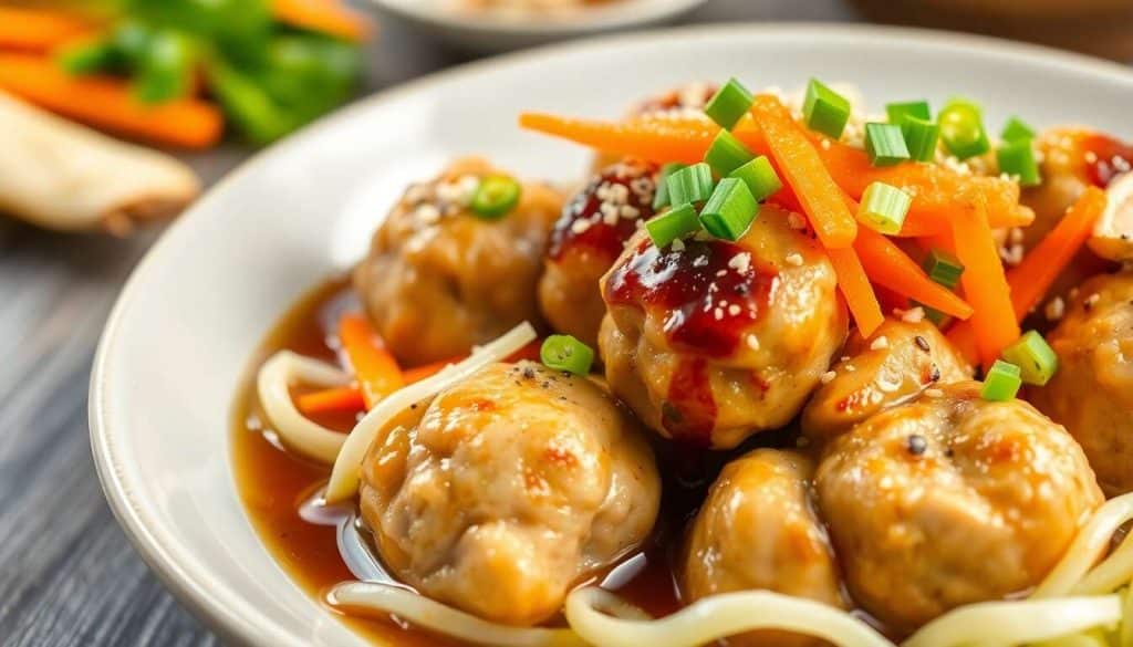 Délice de boulettes de poulet en fondue japonaise
