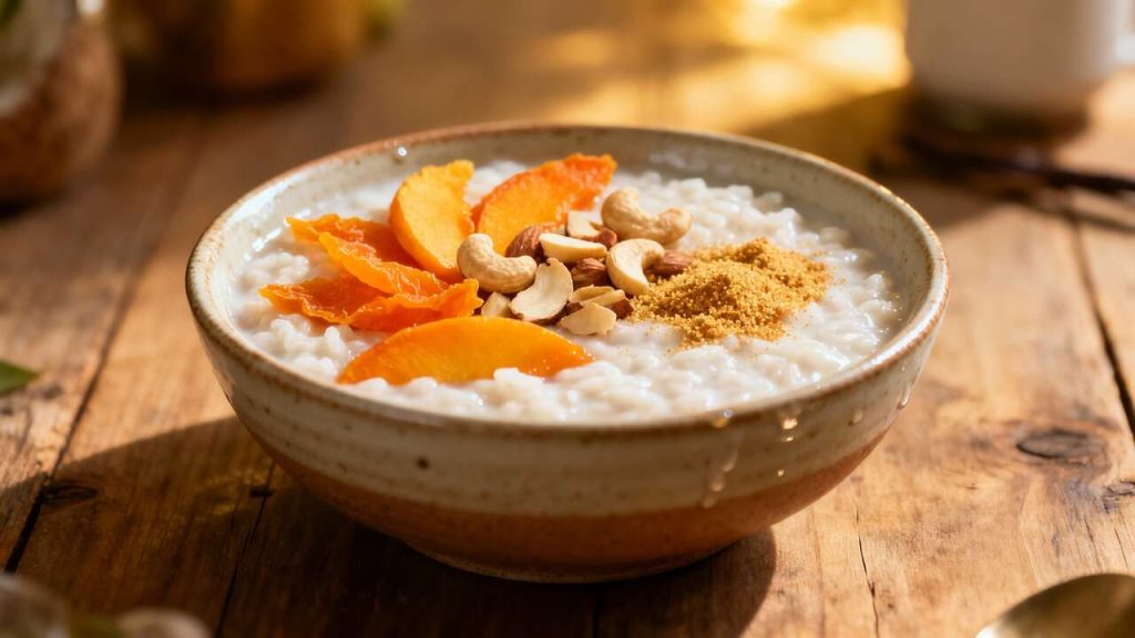 Délice de riz au lait fruité