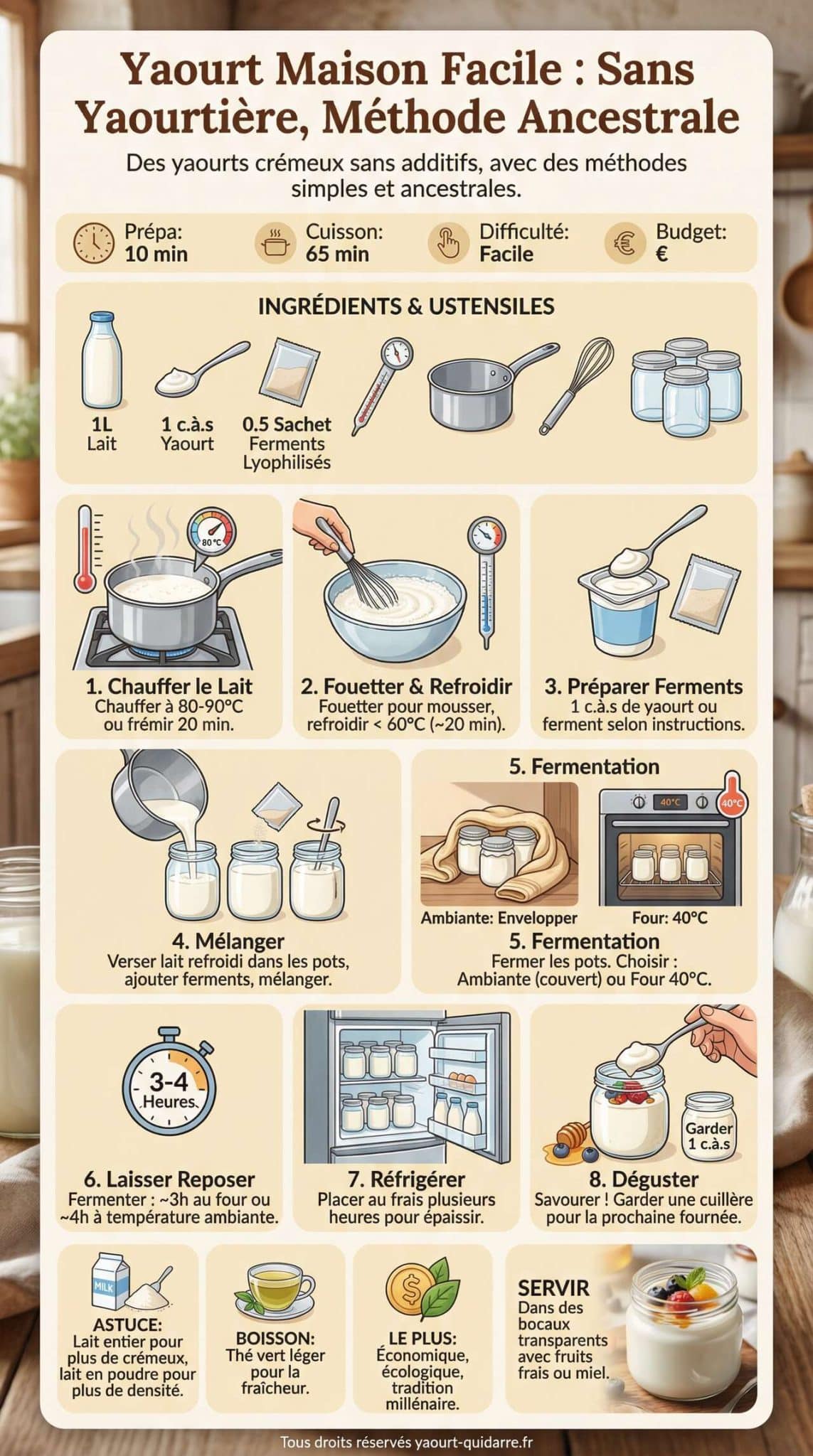 Fiche recette Yaourt maison facile : sans yaourtière avec méthode ancestrale Fiche recette Yaourt maison facile : sans yaourtière avec méthode ancestrale