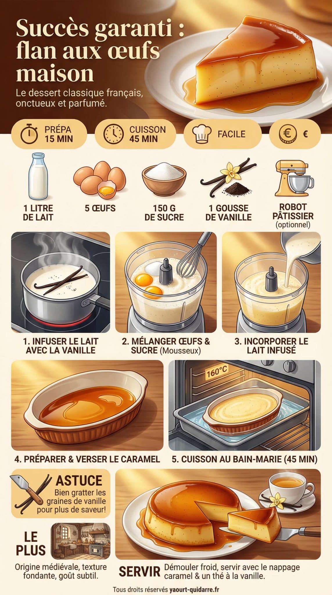 Fiche recette Succès garanti : flan aux œufs maison Fiche recette Succès garanti : flan aux œufs maison