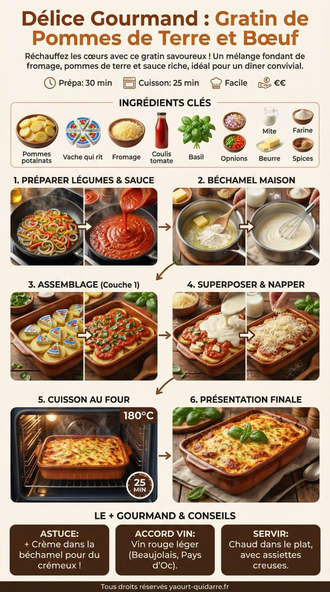 Fiche recette Délice Gourmand : gratin de Pommes de Terre et Bœuf Fiche recette Délice Gourmand : gratin de Pommes de Terre et Bœuf