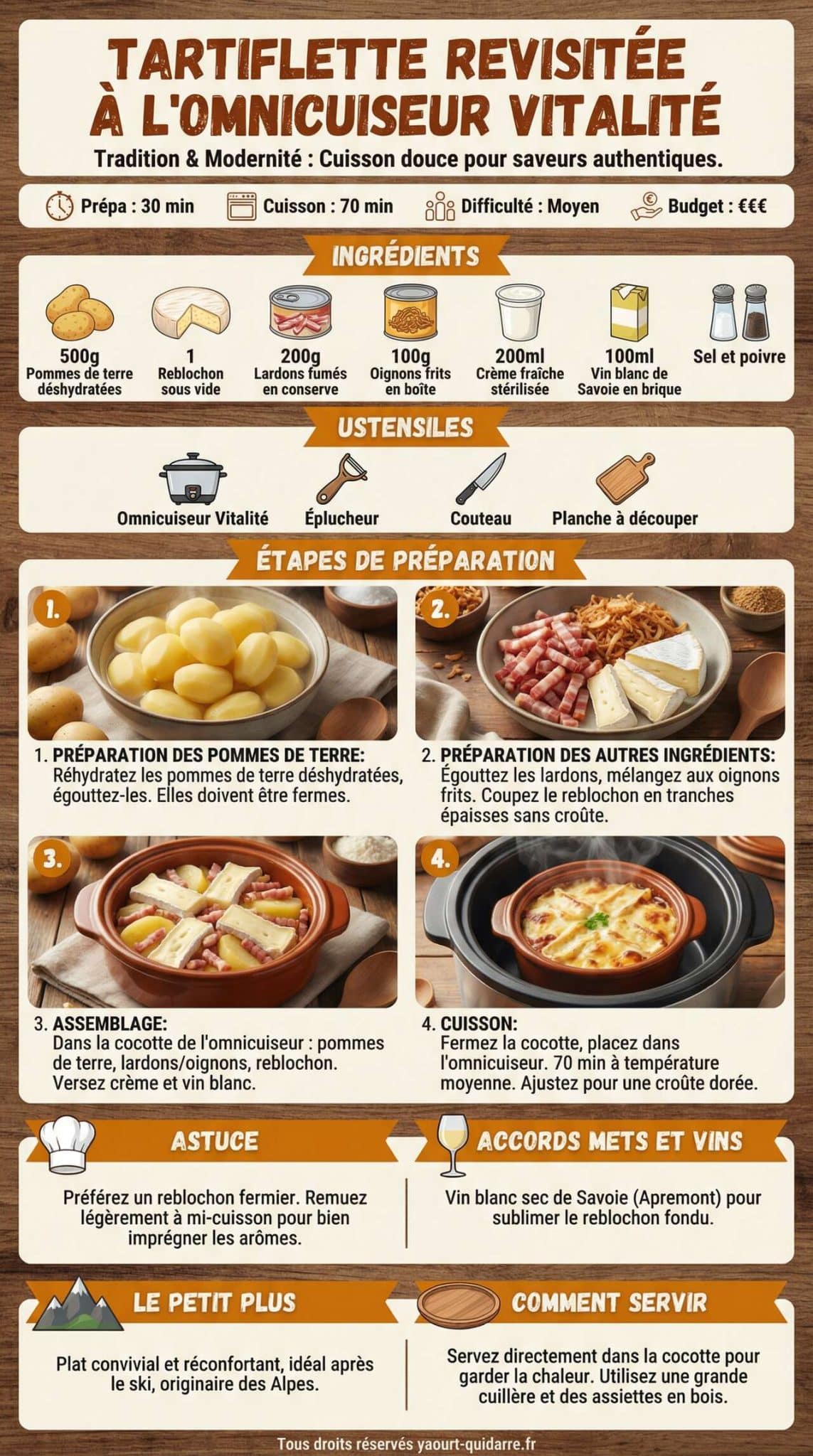 Fiche recette Tartiflette revisitée à l'omnicuiseur vitalité Fiche recette Tartiflette revisitée à l'omnicuiseur vitalité