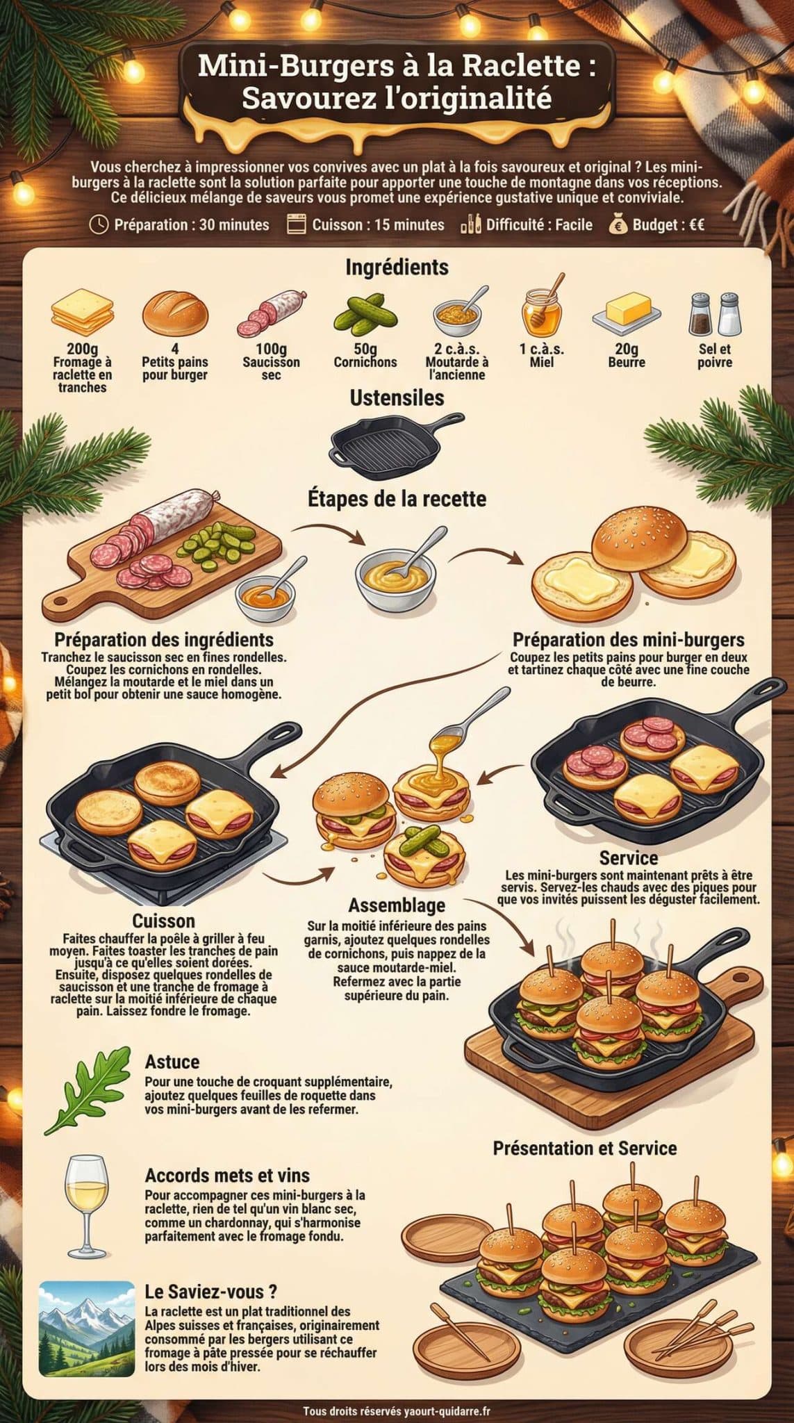 Fiche recette Mini-burgers à la raclette : savourez l'originalité Fiche recette Mini-burgers à la raclette : savourez l'originalité