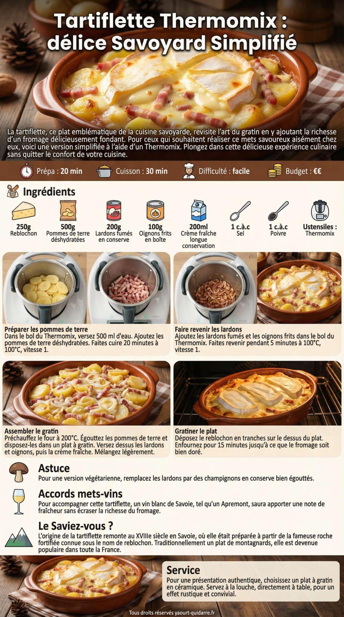 Fiche recette Tartiflette Thermomix : délice Savoyard Simplifié Fiche recette Tartiflette Thermomix : délice Savoyard Simplifié