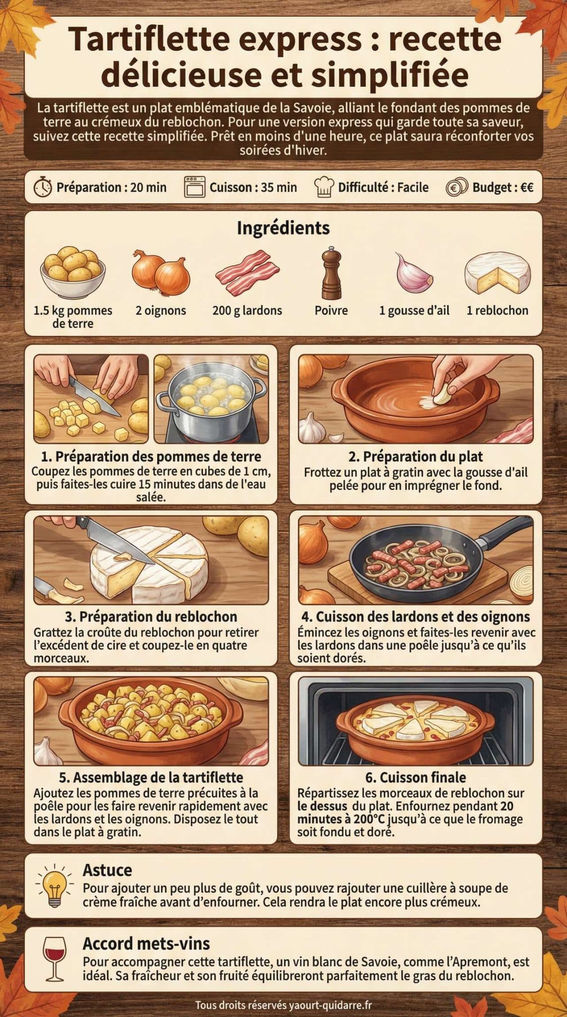 Fiche recette Tartiflette express : recette d&eacute;licieuse et simplifi&eacute;e