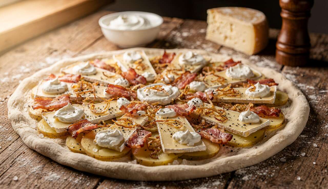 Pizza façon tartiflette : la rencontre gourmande