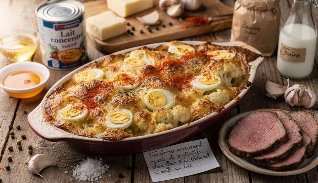 Transformer notre regard : recette de gratin de chou-fleur à la béchamel et œufs au lait