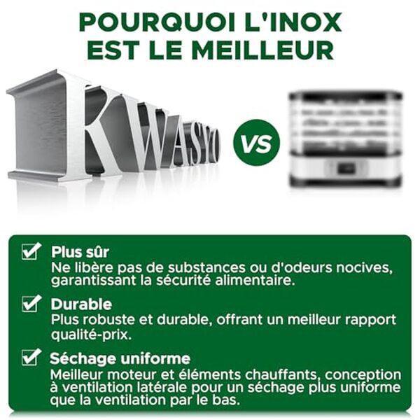 Découvrez le déshydrateur Kwasyo 8 plateaux, sa polyvalence et ses atouts inoxydables pour une conservation alimentaire optimale en toute simplicité
