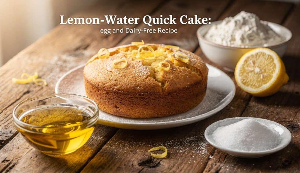 Gâteau express citron-eau : recette sans œufs ni lactose