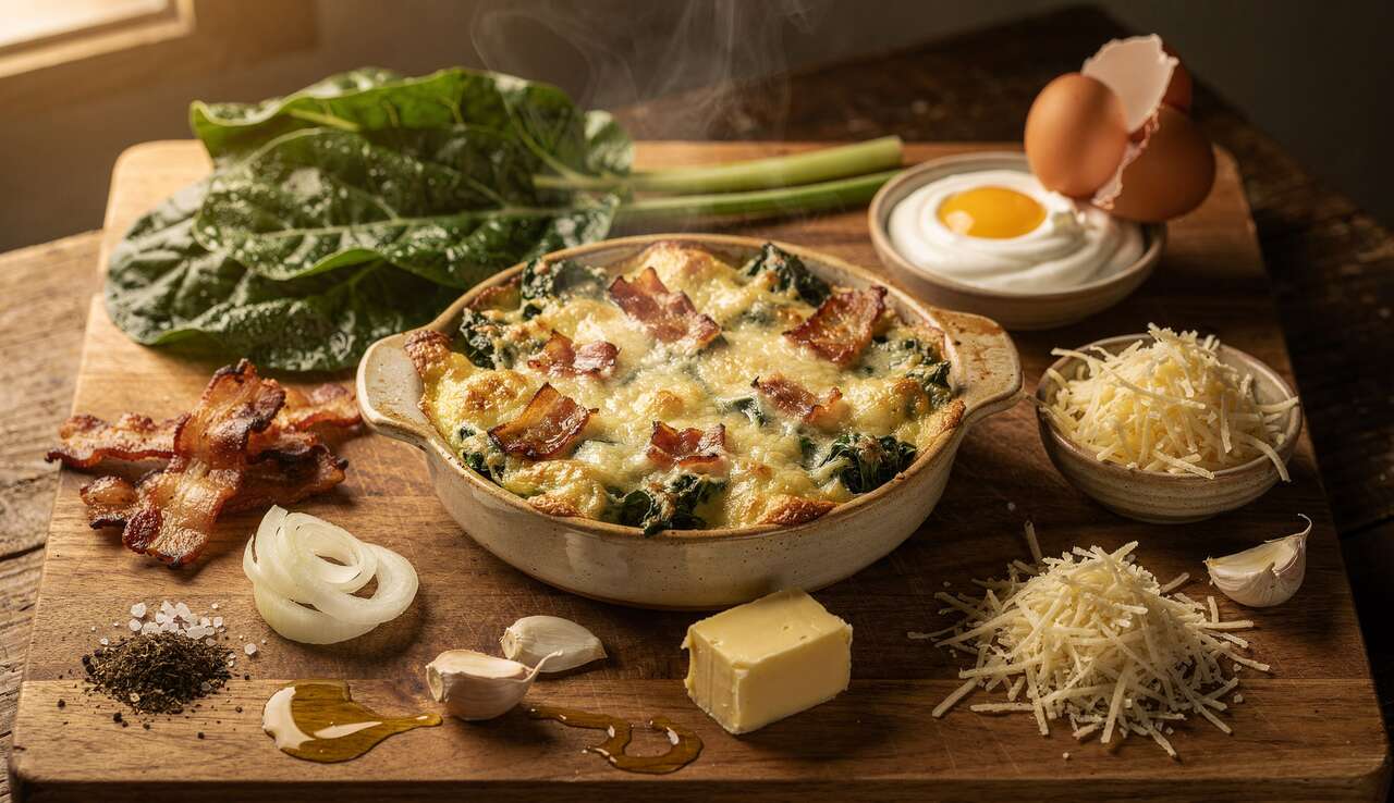 Gratin savoureux de blettes, ail et lardons : recette à ne pas manquer !
