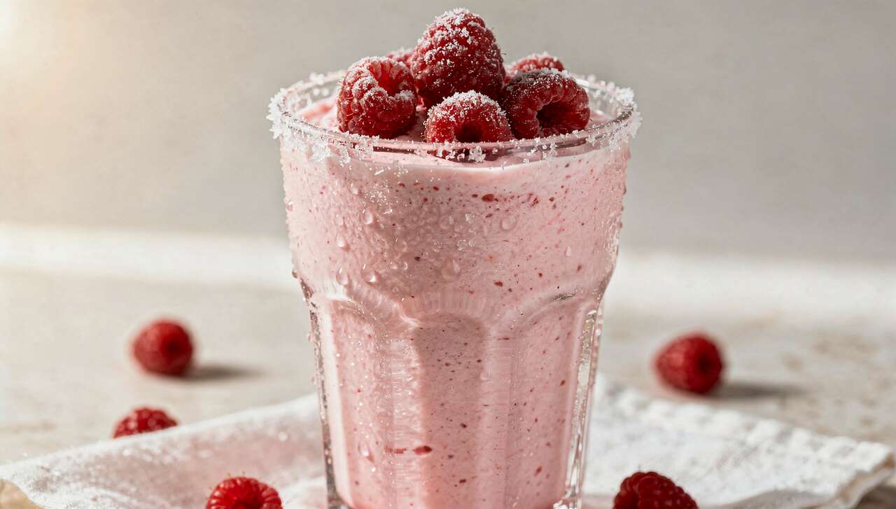 Délicieux milkshake framboise maison