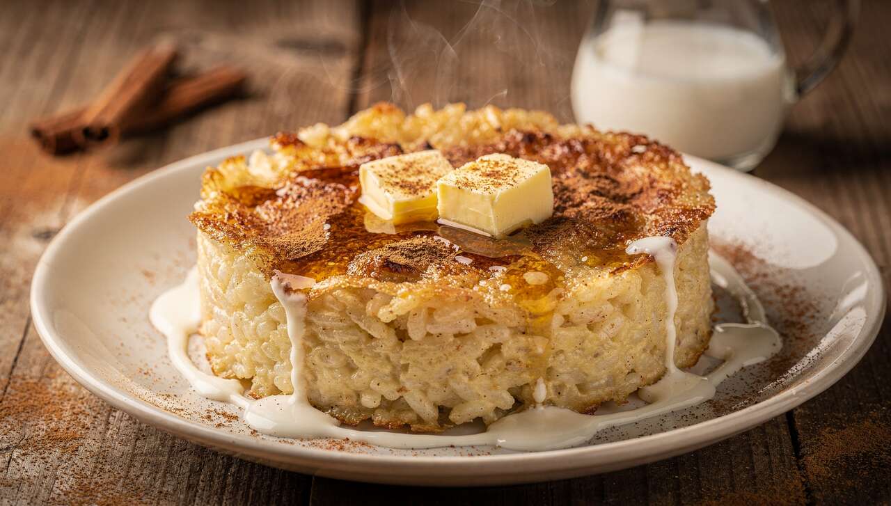 Délice sucré : riz au lait croustillant à la cannelle