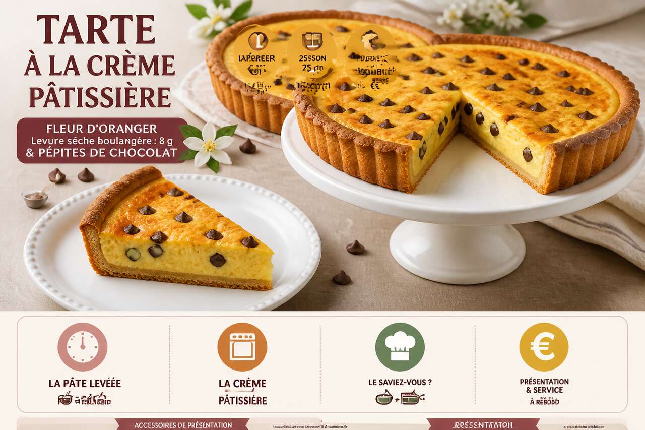 Fiche recette Tarte &agrave; la cr&egrave;me p&acirc;tissi&egrave;re : recette facile et inratable