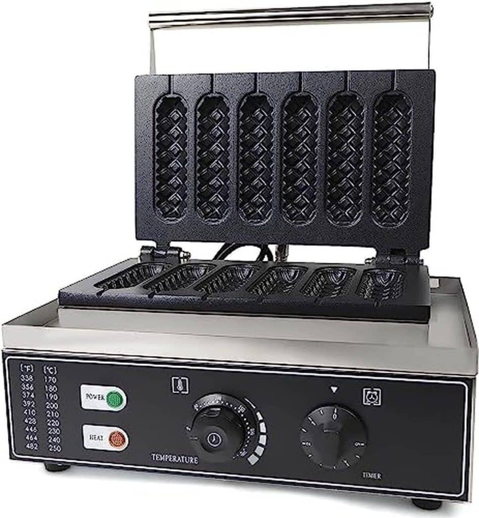 Test machine gaufres hot-dog électrique 6 PCS : efficacité et contrôle température
